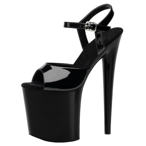 20cm Extrem High Heels Plateau Sandalen für Damen | Stripper-Heels in Übergröße für Nachtclub-Auftritte und professionellen Pole Dance,Schwarz,41 EU von LIUGUISUOCHBH