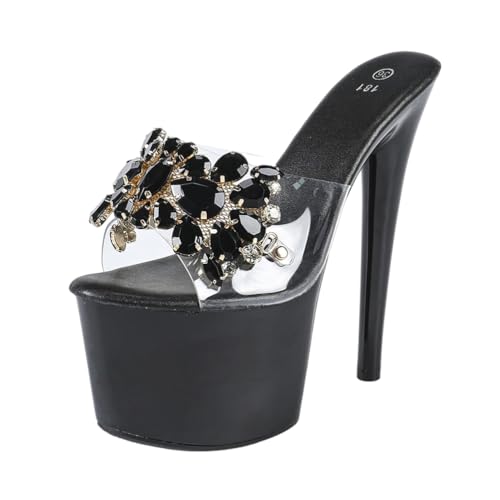 6,7 Zoll High Heels für Damen | Sexy Plateausandalen mit offener Spitze und Rutschfester Sohle für Hochzeiten, Abschlussfeiern, Club Queens,Schwarz,40 EU 6,7 Zoll High Heels für Damen | Sexy Plateausandalen mit offener Spitze und Rutschfester Sohle für Hochzeiten, Abschlussfeiern, Club Queens,Schwarz,40 EU von LIUGUISUOCHBH