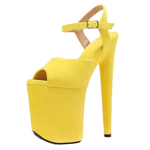 8 Zoll High Heels für Damen | Extra hohe Plateau-Sandalen mit Knöchelriemen für Hochzeiten, Nachtclubs, Junggesellinnenabschiede, Bühnenauftritte,F Yellow,43 EU 8 Zoll High Heels für Damen | Extra hohe Plateau-Sandalen mit Knöchelriemen für Hochzeiten, Nachtclubs, Junggesellinnenabschiede, Bühnenauftritte,F Yellow,43 EU von LIUGUISUOCHBH