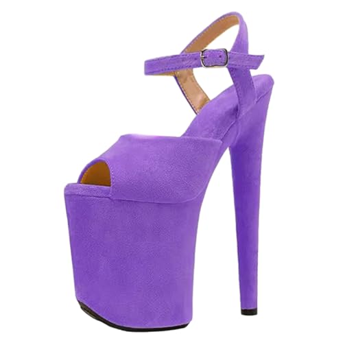 8 Zoll High Heels für Damen | Extra hohe Plateau-Sandalen mit Knöchelriemen für Hochzeiten, Nachtclubs, Junggesellinnenabschiede, Bühnenauftritte,Lila,38 EU 8 Zoll High Heels für Damen | Extra hohe Plateau-Sandalen mit Knöchelriemen für Hochzeiten, Nachtclubs, Junggesellinnenabschiede, Bühnenauftritte,Lila,38 EU von LIUGUISUOCHBH