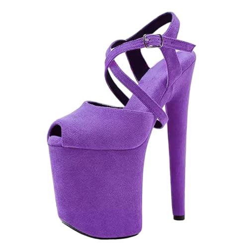 8 Zoll High Heels für Damen | Extra hohe Plateau-Sandalen mit Knöchelriemen für Hochzeiten, Nachtclubs, Junggesellinnenabschiede, Bühnenauftritte,Lila,40 EU 8 Zoll High Heels für Damen | Extra hohe Plateau-Sandalen mit Knöchelriemen für Hochzeiten, Nachtclubs, Junggesellinnenabschiede, Bühnenauftritte,Lila,40 EU von LIUGUISUOCHBH