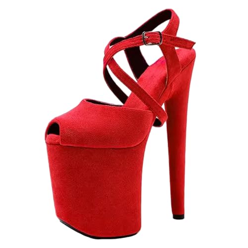 8 Zoll High Heels für Damen | Extra hohe Plateau-Sandalen mit Knöchelriemen für Hochzeiten, Nachtclubs, Junggesellinnenabschiede, Bühnenauftritte,Rot,36 EU 8 Zoll High Heels für Damen | Extra hohe Plateau-Sandalen mit Knöchelriemen für Hochzeiten, Nachtclubs, Junggesellinnenabschiede, Bühnenauftritte,Rot,36 EU von LIUGUISUOCHBH