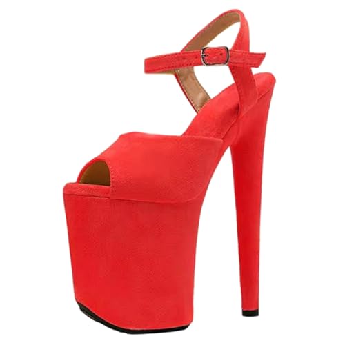 8 Zoll High Heels für Damen | Extra hohe Plateau-Sandalen mit Knöchelriemen für Hochzeiten, Nachtclubs, Junggesellinnenabschiede, Bühnenauftritte,Rot,40 EU 8 Zoll High Heels für Damen | Extra hohe Plateau-Sandalen mit Knöchelriemen für Hochzeiten, Nachtclubs, Junggesellinnenabschiede, Bühnenauftritte,Rot,40 EU von LIUGUISUOCHBH