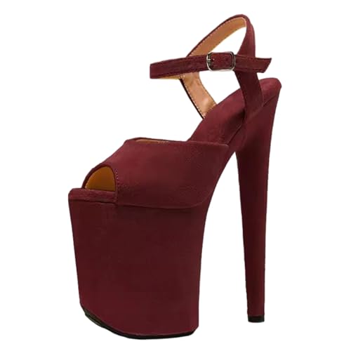8 Zoll High Heels für Damen | Extra hohe Plateau-Sandalen mit Knöchelriemen für Hochzeiten, Nachtclubs, Junggesellinnenabschiede, Bühnenauftritte,Wine red,36 EU 8 Zoll High Heels für Damen | Extra hohe Plateau-Sandalen mit Knöchelriemen für Hochzeiten, Nachtclubs, Junggesellinnenabschiede, Bühnenauftritte,Wine red,36 EU von LIUGUISUOCHBH