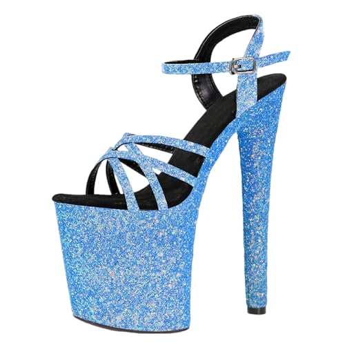 8-Zoll-High Heels für Damen | Extrem hohe Plateau-Sandalen mit offener Spitze, perfekt für Pole Dance, Nachtclub, Striptease und Kostümparty,Blau,37 EU 8-Zoll-High Heels für Damen | Extrem hohe Plateau-Sandalen mit offener Spitze, perfekt für Pole Dance, Nachtclub, Striptease und Kostümparty,Blau,37 EU von LIUGUISUOCHBH