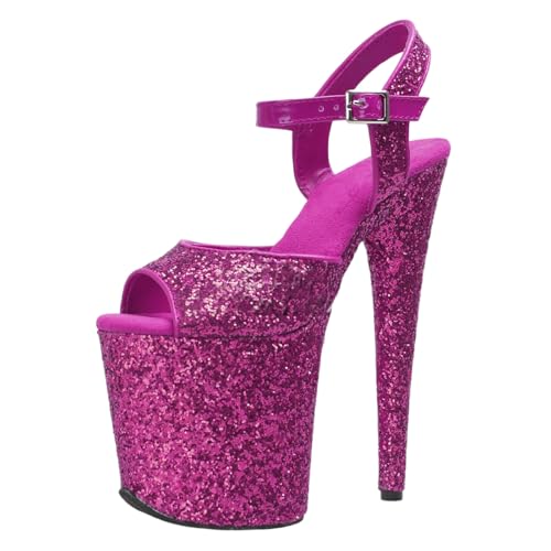 8-Zoll-High Heels für Damen | Extrem hohe Plateau-Sandalen mit offener Spitze, perfekt für Pole Dance, Nachtclub, Striptease und Kostümparty,Deep pink,38 EU 8-Zoll-High Heels für Damen | Extrem hohe Plateau-Sandalen mit offener Spitze, perfekt für Pole Dance, Nachtclub, Striptease und Kostümparty,Deep pink,38 EU von LIUGUISUOCHBH