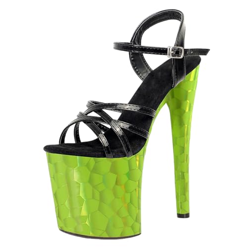 8-Zoll-High Heels für Damen | Extrem hohe Plateau-Sandalen mit offener Spitze, perfekt für Pole Dance, Nachtclub, Striptease und Kostümparty,Grün,39 EU von LIUGUISUOCHBH