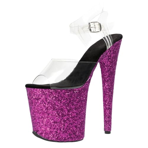 8-Zoll-High Heels für Damen | Extrem hohe Plateau-Sandalen mit offener Spitze, perfekt für Pole Dance, Nachtclub, Striptease und Kostümparty,Lila,42 EU 8-Zoll-High Heels für Damen | Extrem hohe Plateau-Sandalen mit offener Spitze, perfekt für Pole Dance, Nachtclub, Striptease und Kostümparty,Lila,42 EU von LIUGUISUOCHBH