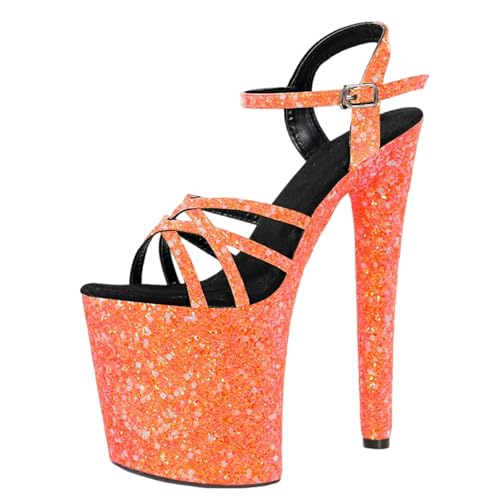 8-Zoll-High Heels für Damen | Extrem hohe Plateau-Sandalen mit offener Spitze, perfekt für Pole Dance, Nachtclub, Striptease und Kostümparty,Orange,40 EU 8-Zoll-High Heels für Damen | Extrem hohe Plateau-Sandalen mit offener Spitze, perfekt für Pole Dance, Nachtclub, Striptease und Kostümparty,Orange,40 EU von LIUGUISUOCHBH