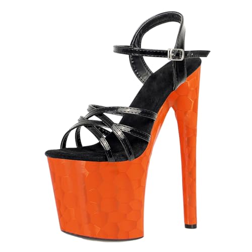 8-Zoll-High Heels für Damen | Extrem hohe Plateau-Sandalen mit offener Spitze, perfekt für Pole Dance, Nachtclub, Striptease und Kostümparty,Orange,40 EU 8-Zoll-High Heels für Damen | Extrem hohe Plateau-Sandalen mit offener Spitze, perfekt für Pole Dance, Nachtclub, Striptease und Kostümparty,Orange,40 EU von LIUGUISUOCHBH