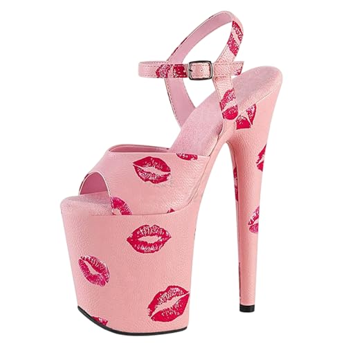 8-Zoll-High Heels für Damen | Extrem hohe Plateau-Sandalen mit offener Spitze, perfekt für Pole Dance, Nachtclub, Striptease und Kostümparty,Rosa,37 EU 8-Zoll-High Heels für Damen | Extrem hohe Plateau-Sandalen mit offener Spitze, perfekt für Pole Dance, Nachtclub, Striptease und Kostümparty,Rosa,37 EU von LIUGUISUOCHBH