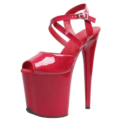8-Zoll-High Heels für Damen | Extrem hohe Plateau-Sandalen mit offener Spitze, perfekt für Pole Dance, Nachtclub, Striptease und Kostümparty,Rot,40 EU 8-Zoll-High Heels für Damen | Extrem hohe Plateau-Sandalen mit offener Spitze, perfekt für Pole Dance, Nachtclub, Striptease und Kostümparty,Rot,40 EU von LIUGUISUOCHBH
