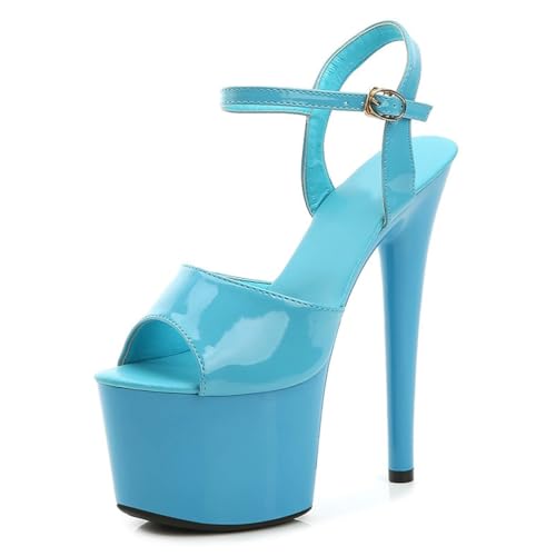 Damen High Heels Sandalen mit 17cm Ultra-sexy Stilettoabsatz für Pole Dance, Striptease & Party | Fußgewölbeunterstützung & Anti-Rutsch-Design,Blau,40 EU Damen High Heels Sandalen mit 17cm Ultra-sexy Stilettoabsatz für Pole Dance, Striptease & Party | Fußgewölbeunterstützung & Anti-Rutsch-Design,Blau,40 EU von LIUGUISUOCHBH