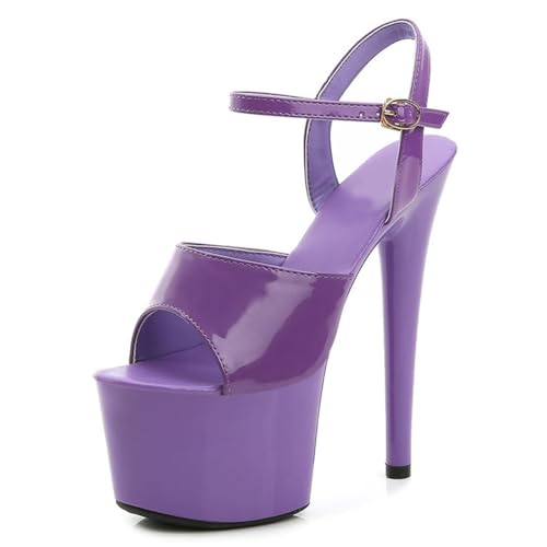 Damen High Heels Sandalen mit 17cm Ultra-sexy Stilettoabsatz für Pole Dance, Striptease & Party | Fußgewölbeunterstützung & Anti-Rutsch-Design,Lila,40.5 EU Damen High Heels Sandalen mit 17cm Ultra-sexy Stilettoabsatz für Pole Dance, Striptease & Party | Fußgewölbeunterstützung & Anti-Rutsch-Design,Lila,40.5 EU von LIUGUISUOCHBH