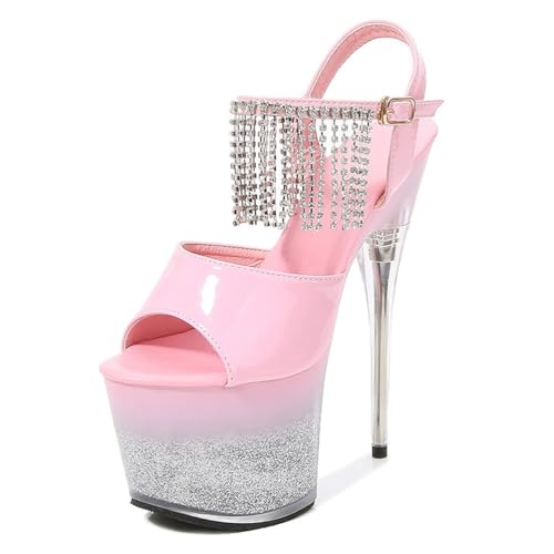 Damen High Heels Sandalen mit 17cm Ultra-sexy Stilettoabsatz für Pole Dance, Striptease & Party | Fußgewölbeunterstützung & Anti-Rutsch-Design,Rosa,40.5 EU Damen High Heels Sandalen mit 17cm Ultra-sexy Stilettoabsatz für Pole Dance, Striptease & Party | Fußgewölbeunterstützung & Anti-Rutsch-Design,Rosa,40.5 EU von LIUGUISUOCHBH