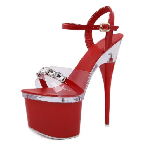 Damen High Heels Sandalen mit 17cm Ultra-sexy Stilettoabsatz für Pole Dance, Striptease & Party | Fußgewölbeunterstützung & Anti-Rutsch-Design,Rot,40.5 EU Damen High Heels Sandalen mit 17cm Ultra-sexy Stilettoabsatz für Pole Dance, Striptease & Party | Fußgewölbeunterstützung & Anti-Rutsch-Design,Rot,40.5 EU von LIUGUISUOCHBH