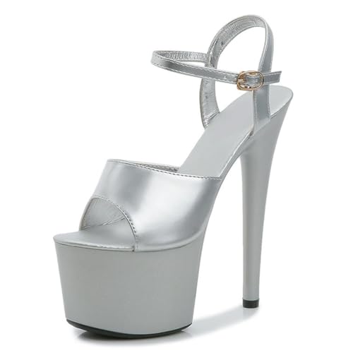Damen High Heels Sandalen mit 17cm Ultra-sexy Stilettoabsatz für Pole Dance, Striptease & Party | Fußgewölbeunterstützung & Anti-Rutsch-Design,Silber,35 EU Damen High Heels Sandalen mit 17cm Ultra-sexy Stilettoabsatz für Pole Dance, Striptease & Party | Fußgewölbeunterstützung & Anti-Rutsch-Design,Silber,35 EU von LIUGUISUOCHBH