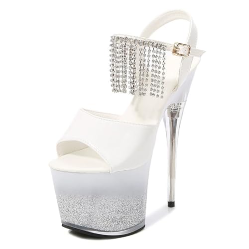 Damen High Heels Sandalen mit 17cm Ultra-sexy Stilettoabsatz für Pole Dance, Striptease & Party | Fußgewölbeunterstützung & Anti-Rutsch-Design,Weiß,37 EU Damen High Heels Sandalen mit 17cm Ultra-sexy Stilettoabsatz für Pole Dance, Striptease & Party | Fußgewölbeunterstützung & Anti-Rutsch-Design,Weiß,37 EU von LIUGUISUOCHBH