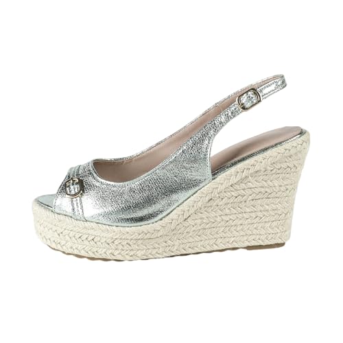 Damen-Plateausandalen mit offener Zehenpartie und Keilabsatz | 4 Zoll High Heels für Strandhochzeiten, Abschlussbälle und Spaziergänge auf Reisen | Größe 35–42,Light Green,42 EU von LIUGUISUOCHBH