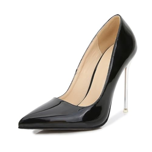 Damen-Pumps mit spitzer Spitze und Rutschfester Sohle | 11 cm hohe Absätze für Hochzeiten, Brautjungfern, Tanzveranstaltungen und formelle Anlässe,Schwarz,36 EU von LIUGUISUOCHBH