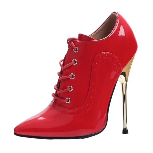 Damen & Herren Große Größen 15cm Stiletto High Heels Stiefeletten für Nachtclub, Crossdressing & Pole Dance | 6 Zoll Absatz,Rot,42 EU Damen & Herren Große Größen 15cm Stiletto High Heels Stiefeletten für Nachtclub, Crossdressing & Pole Dance | 6 Zoll Absatz,Rot,42 EU von LIUGUISUOCHBH