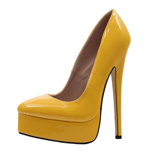 Extra hohe 18 cm High Heels für Damen und Herren für Pole Dance & Stripper-Shows | Plateau-Pumps für Bühnenauftritte, Crossdressing,Gelb,38 EU Extra hohe 18 cm High Heels für Damen und Herren für Pole Dance & Stripper-Shows | Plateau-Pumps für Bühnenauftritte, Crossdressing,Gelb,38 EU von LIUGUISUOCHBH