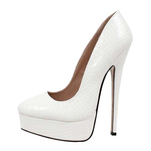 Extra hohe 18 cm High Heels für Damen und Herren für Pole Dance & Stripper-Shows | Plateau-Pumps für Bühnenauftritte, Crossdressing,Weiß,36 EU von LIUGUISUOCHBH