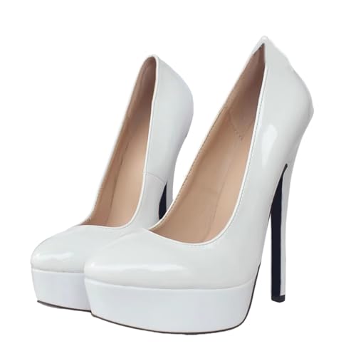 Extra hohe 18 cm High Heels für Damen und Herren für Pole Dance & Stripper-Shows | Plateau-Pumps für Bühnenauftritte, Crossdressing,Weiß,41 EU Extra hohe 18 cm High Heels für Damen und Herren für Pole Dance & Stripper-Shows | Plateau-Pumps für Bühnenauftritte, Crossdressing,Weiß,41 EU von LIUGUISUOCHBH