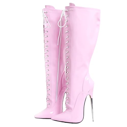LIUGUISUOCHBH Kniehohe Stiefel mit Reißverschluss und weitem Schaft in Übergröße für Damen und Herren | für Pole Dance, Cosplay, Crossdressing | 18 cm Stilettoabsatz,Rosa,40 EU LIUGUISUOCHBH Kniehohe Stiefel mit Reißverschluss und weitem Schaft in Übergröße für Damen und Herren | für Pole Dance, Cosplay, Crossdressing | 18 cm Stilettoabsatz,Rosa,40 EU von LIUGUISUOCHBH
