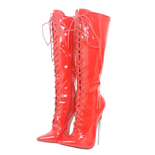 LIUGUISUOCHBH Kniehohe Stiefel mit Reißverschluss und weitem Schaft in Übergröße für Damen und Herren | für Pole Dance, Cosplay, Crossdressing | 18 cm Stilettoabsatz,Rot,38 EU LIUGUISUOCHBH Kniehohe Stiefel mit Reißverschluss und weitem Schaft in Übergröße für Damen und Herren | für Pole Dance, Cosplay, Crossdressing | 18 cm Stilettoabsatz,Rot,38 EU von LIUGUISUOCHBH