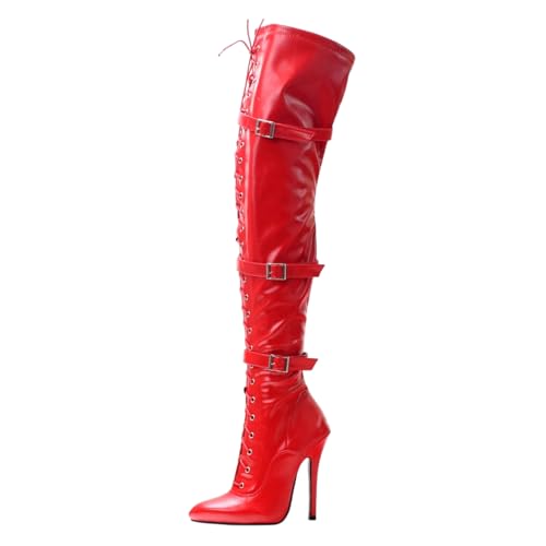 LIUGUISUOCHBH Overknee-Stiefel mit 6-Zoll-Absatz für Damen und Herren | Crossdressing-Nachtclub-Kostümparty-Stripper-Übergröße, Overknee-Stiefel,Rot,39 EU LIUGUISUOCHBH Overknee-Stiefel mit 6-Zoll-Absatz für Damen und Herren | Crossdressing-Nachtclub-Kostümparty-Stripper-Übergröße, Overknee-Stiefel,Rot,39 EU von LIUGUISUOCHBH