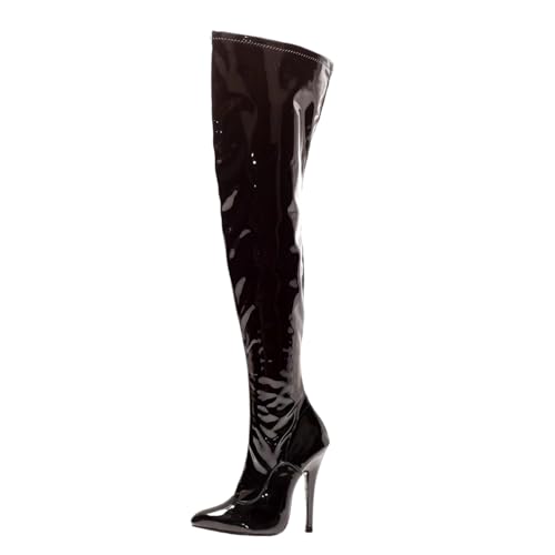 LIUGUISUOCHBH Overknee-Stiefel mit 6-Zoll-Absatz für Damen und Herren | Crossdressing-Nachtclub-Kostümparty-Stripper-Übergröße, Overknee-Stiefel,S Black,41 EU von LIUGUISUOCHBH