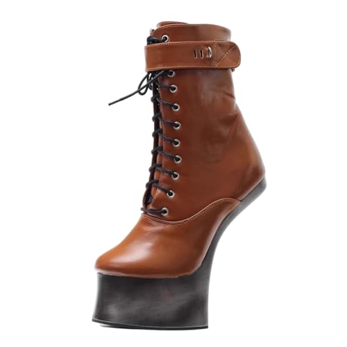 LIUGUISUOCHBH Stiefeletten ohne Absatz für Damen/Herren | Plateau-Absätze in großen Größen für Club-Tanzen, Striptease-Auftritte und Crossdressing,Braun,39 EU LIUGUISUOCHBH Stiefeletten ohne Absatz für Damen/Herren | Plateau-Absätze in großen Größen für Club-Tanzen, Striptease-Auftritte und Crossdressing,Braun,39 EU von LIUGUISUOCHBH
