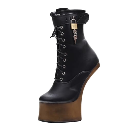 LIUGUISUOCHBH Stiefeletten ohne Absatz für Damen/Herren | Plateau-Absätze in großen Größen für Club-Tanzen, Striptease-Auftritte und Crossdressing,G Black,37 EU von LIUGUISUOCHBH