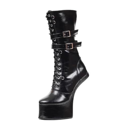 LIUGUISUOCHBH Stiefeletten ohne Absatz für Damen/Herren | Plateau-Absätze in großen Größen für Club-Tanzen, Striptease-Auftritte und Crossdressing,Schwarz,43 EU LIUGUISUOCHBH Stiefeletten ohne Absatz für Damen/Herren | Plateau-Absätze in großen Größen für Club-Tanzen, Striptease-Auftritte und Crossdressing,Schwarz,43 EU von LIUGUISUOCHBH