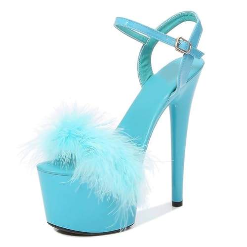 Sommer-High Heels für Damen | Offene Plateau-Sandalen für Pole Dance, Stripshows und glamouröse Dinnerpartys | Verstellbare Knöchelschnallen,Blau,37 EU Sommer-High Heels für Damen | Offene Plateau-Sandalen für Pole Dance, Stripshows und glamouröse Dinnerpartys | Verstellbare Knöchelschnallen,Blau,37 EU von LIUGUISUOCHBH