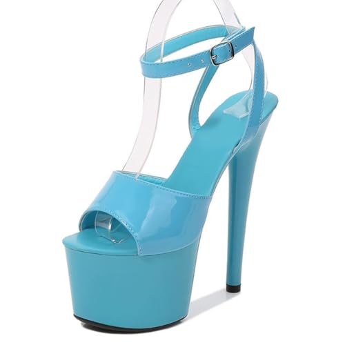 Sommer-High Heels für Damen | Offene Plateau-Sandalen für Pole Dance, Stripshows und glamouröse Dinnerpartys | Verstellbare Knöchelschnallen,Blau,41 EU Sommer-High Heels für Damen | Offene Plateau-Sandalen für Pole Dance, Stripshows und glamouröse Dinnerpartys | Verstellbare Knöchelschnallen,Blau,41 EU von LIUGUISUOCHBH