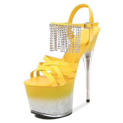 Sommer-High Heels für Damen | Offene Plateau-Sandalen für Pole Dance, Stripshows und glamouröse Dinnerpartys | Verstellbare Knöchelschnallen,Gelb,34 EU Sommer-High Heels für Damen | Offene Plateau-Sandalen für Pole Dance, Stripshows und glamouröse Dinnerpartys | Verstellbare Knöchelschnallen,Gelb,34 EU von LIUGUISUOCHBH