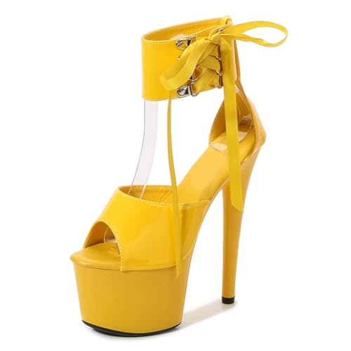 Sommer-High Heels für Damen | Offene Plateau-Sandalen für Pole Dance, Stripshows und glamouröse Dinnerpartys | Verstellbare Knöchelschnallen,Gelb,41 EU Sommer-High Heels für Damen | Offene Plateau-Sandalen für Pole Dance, Stripshows und glamouröse Dinnerpartys | Verstellbare Knöchelschnallen,Gelb,41 EU von LIUGUISUOCHBH