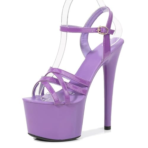 Sommer-High Heels für Damen | Offene Plateau-Sandalen für Pole Dance, Stripshows und glamouröse Dinnerpartys | Verstellbare Knöchelschnallen,Lila,40.5 EU Sommer-High Heels für Damen | Offene Plateau-Sandalen für Pole Dance, Stripshows und glamouröse Dinnerpartys | Verstellbare Knöchelschnallen,Lila,40.5 EU von LIUGUISUOCHBH