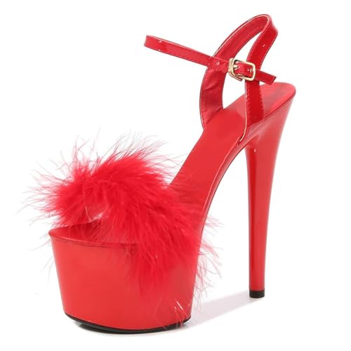 Sommer-High Heels für Damen | Offene Plateau-Sandalen für Pole Dance, Stripshows und glamouröse Dinnerpartys | Verstellbare Knöchelschnallen,Rot,40.5 EU Sommer-High Heels für Damen | Offene Plateau-Sandalen für Pole Dance, Stripshows und glamouröse Dinnerpartys | Verstellbare Knöchelschnallen,Rot,40.5 EU von LIUGUISUOCHBH