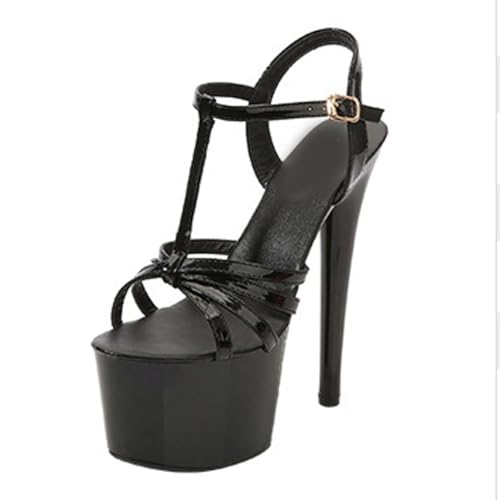 Sommer-High Heels für Damen | Offene Plateau-Sandalen für Pole Dance, Stripshows und glamouröse Dinnerpartys | Verstellbare Knöchelschnallen,Schwarz,38 EU Sommer-High Heels für Damen | Offene Plateau-Sandalen für Pole Dance, Stripshows und glamouröse Dinnerpartys | Verstellbare Knöchelschnallen,Schwarz,38 EU von LIUGUISUOCHBH