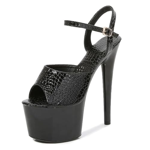 Sommer-High Heels für Damen | Offene Plateau-Sandalen für Pole Dance, Stripshows und glamouröse Dinnerpartys | Verstellbare Knöchelschnallen,Schwarz,38 EU Sommer-High Heels für Damen | Offene Plateau-Sandalen für Pole Dance, Stripshows und glamouröse Dinnerpartys | Verstellbare Knöchelschnallen,Schwarz,38 EU von LIUGUISUOCHBH