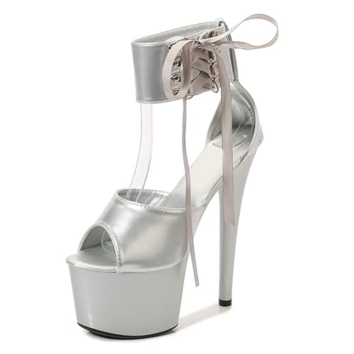 Sommer-High Heels für Damen | Offene Plateau-Sandalen für Pole Dance, Stripshows und glamouröse Dinnerpartys | Verstellbare Knöchelschnallen,Silber,41 EU Sommer-High Heels für Damen | Offene Plateau-Sandalen für Pole Dance, Stripshows und glamouröse Dinnerpartys | Verstellbare Knöchelschnallen,Silber,41 EU von LIUGUISUOCHBH