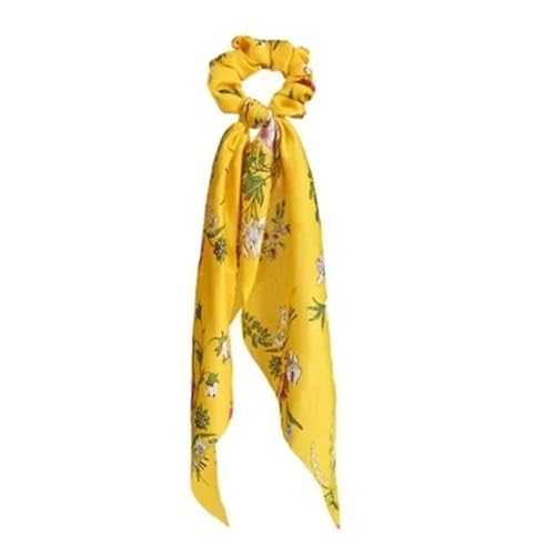 Satin Seidentuch Blumendruck Schleife Satin Langes Band Pferdeschwanz Schal Haargummi Haargummis Frauen Mädchen Elastische Haarbänder Haarschmuck(Color-03) von LIUHLFSR