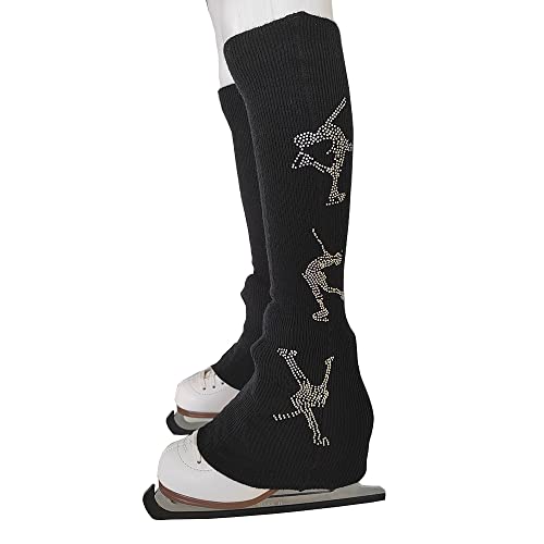 LIUHUO Eiskunstlauf Beinlinge für Erwachsene und Kinder, Schwarz-1, KneeSock-1 von LIUHUO