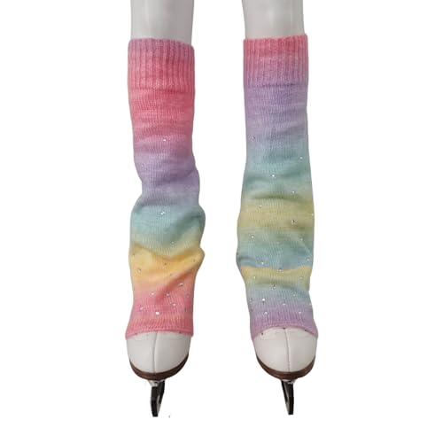 LIUHUO Eiskunstlauf-Beinstulpen für Erwachsene und Kinder, Türkis/Ausflug, einfarbig (Getaway Solids), Large von LIUHUO