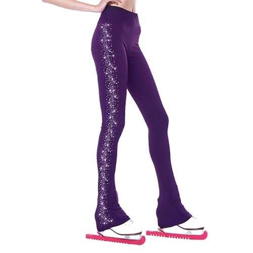 LIUHUO Eiskunstlauf-Hosen Mädchen Training Tragen Qualität Kristalle Schwarz Kind Skating Leggings von LIUHUO