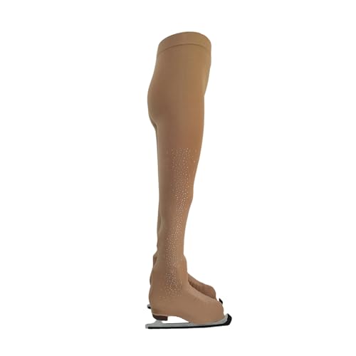LIUHUO Eiskunstlauf Strumpfhose Kinder Schlittschuh Strumpfhose Mädchen mit Diamanten auf beiden Seiten, LCS, 11-14 Jahre von LIUHUO