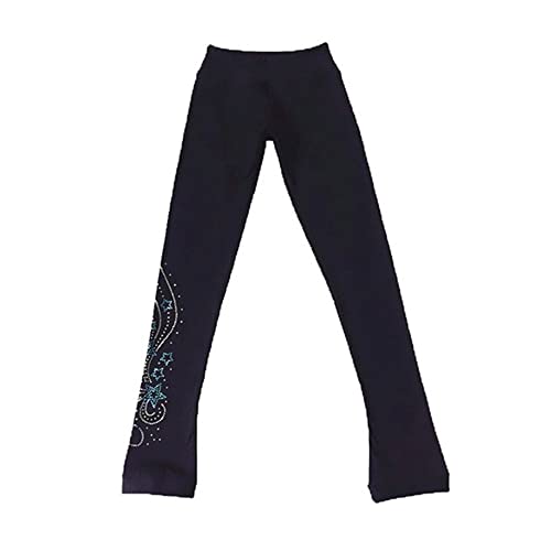 LIUHUO Eiskunstlauf Trainingshose Diamant Sternschnuppen Muster Mädchen Schwarz von LIUHUO